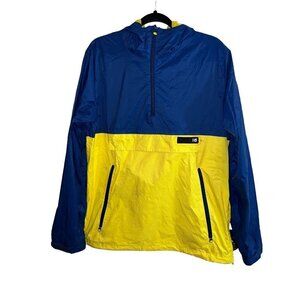 BURTON Dryride Mens Yellow Blue 1/4 Zip Hooded Pullover Jacket Sz Large